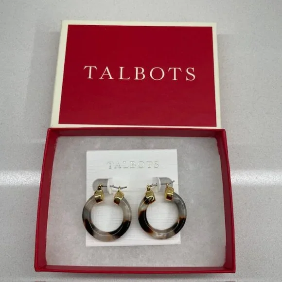 NWT Talbots Tortoise Hoop Earrings - Picture 2 of 5